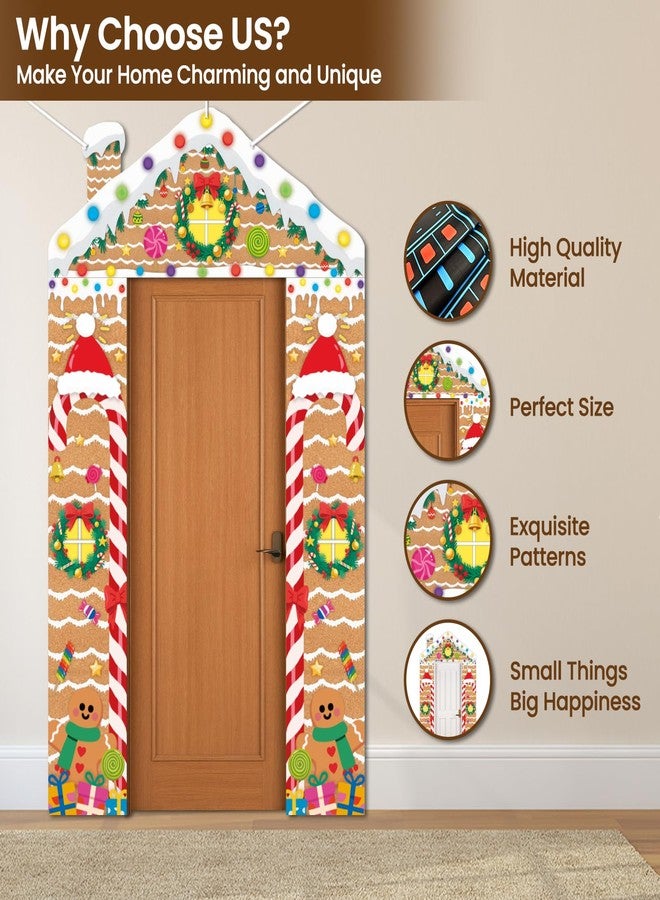 CUTHOLLOW Christmas Colorful Candy Party Decorations 3 Pcs Porch Sign Banner, Gingerbread Man and Winter Snow Decorations Hanging Door Banner - Super Fun Party Photo Backdrop Theme Supplies - Image 3